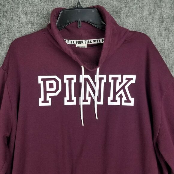 Victorias Secret Pink Sweatshirt Womens Small Baggy Pullover Sweats High Neck - Picture 3 of 10